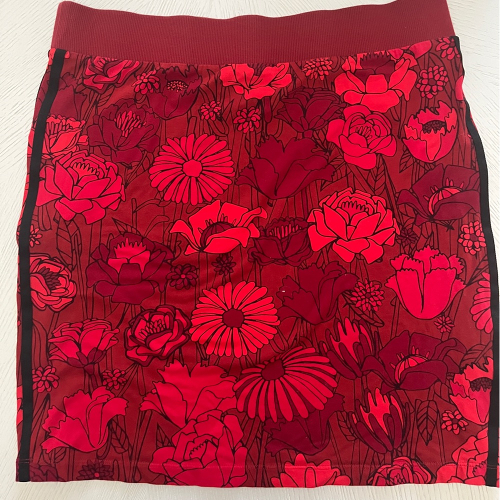 Adidas Women's Floral Mini Skirt 3-Stripe Sporty Streetwear L - Picture 2 of 7